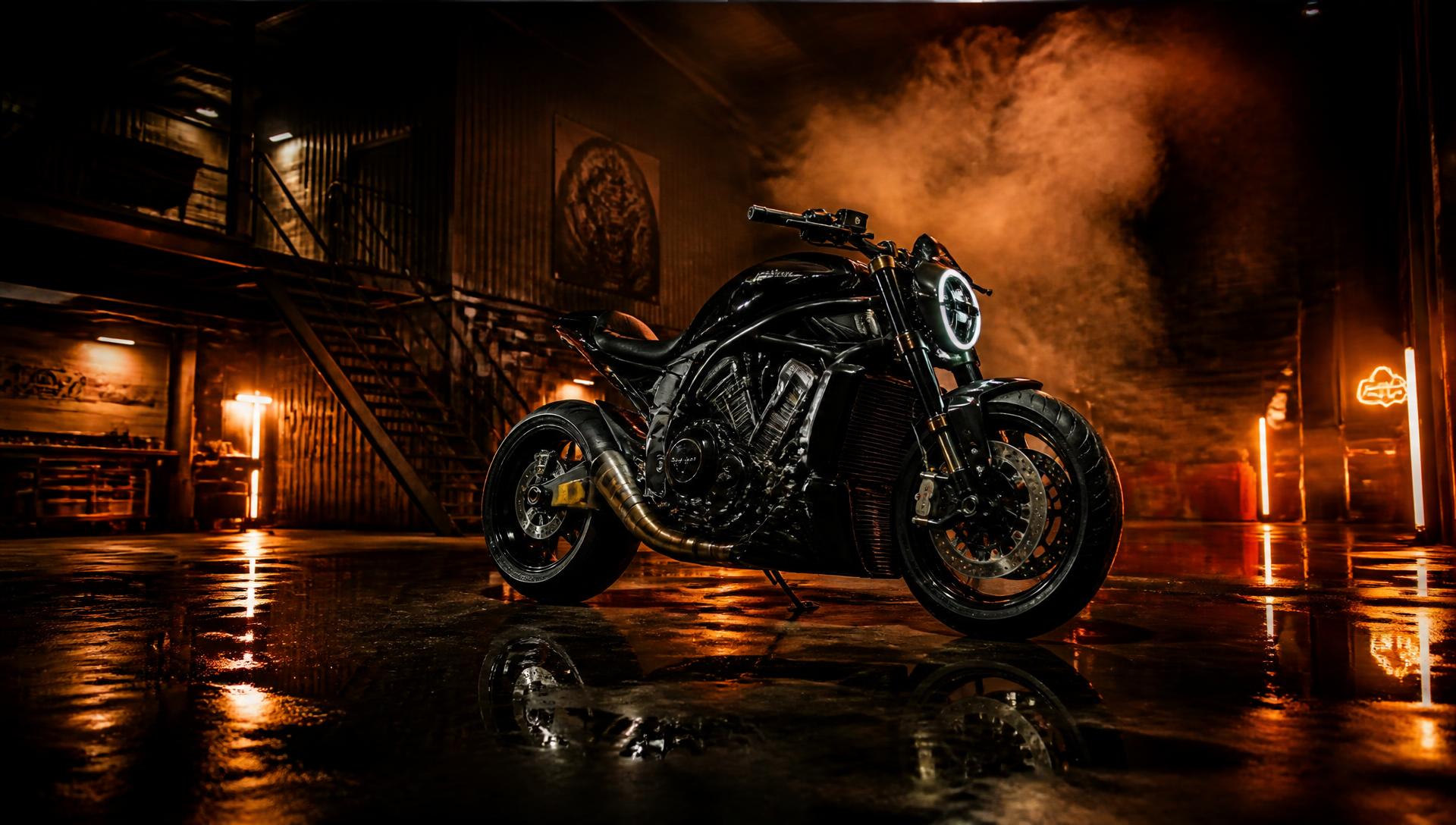 Custom motorcycle in the BADSHAH garage